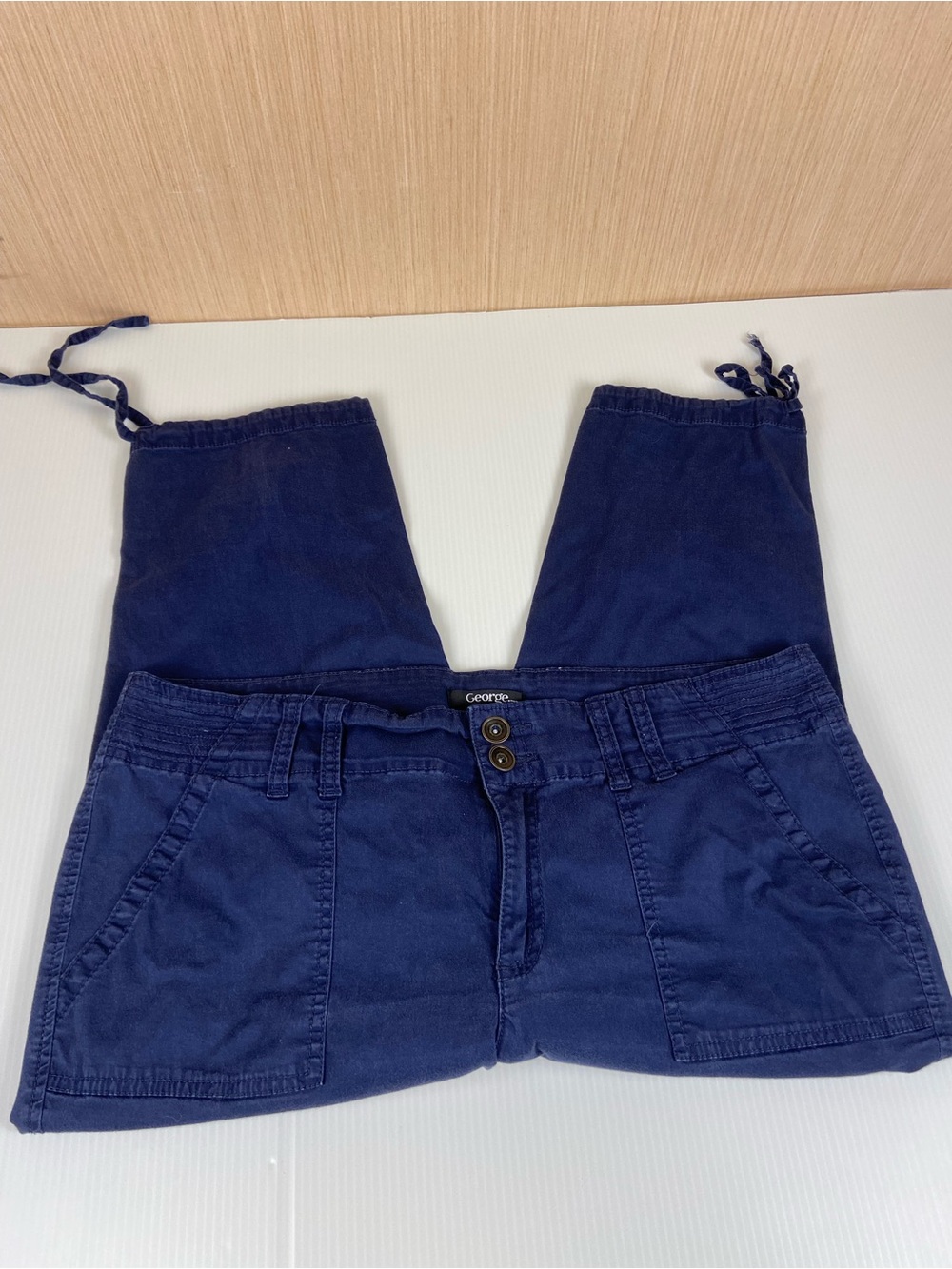George Blue Utility Capri Pants Women’s Size 16 Drawstring Hem Casual
